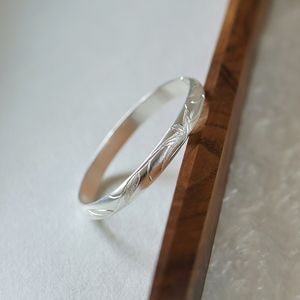 竹瑶 银手镯女纯手工錾刻竹叶999足银镯子开口实心刻字送妈妈礼物