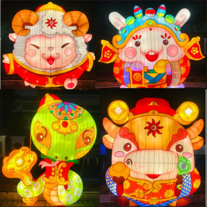 虎年户外卡通十二生肖春节大型灯会花彩灯笼商场庙会展览定制花灯