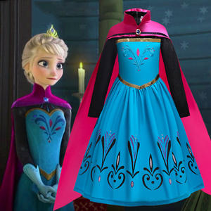 爱莎公主裙子春秋艾莎女王加冕连衣裙冰雪奇缘披风斗篷万圣节服装