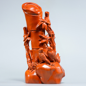 花梨木雕刻摆件竹报平安根雕竹子节节高实木质家居装饰红木工艺品