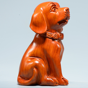 狗摆件花梨实木雕刻十二生肖狗家居客厅电视柜玄关装饰红木工艺品