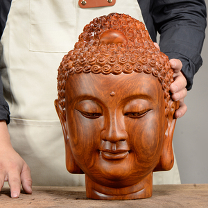佛头摆件木实木