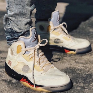小鬼王琳凯同款air jordan 5aj5 x ow白帆白蝉翼黑蝉翼dh8565-100