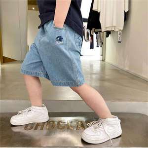 日文安逸猿 2024年夏季新款男童牛仔刺绣短裤外穿儿童薄款五分裤