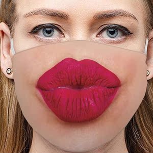 3d立体人脸面具欧美个性颜表情搞怪防尘防寒冬季棉口k罩水洗印花