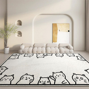 ins风加厚款短绒儿童卡通猫咪地毯客厅茶几房间卧室床边地垫家用