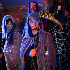 万圣节主题服装死神披风破布镰刀头套三件套恐怖装扮斗篷景区扮演