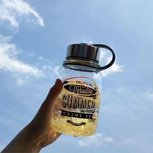 大容量玻璃杯透明带盖户外过滤耐热水杯太空单层便携茶杯子1000ml