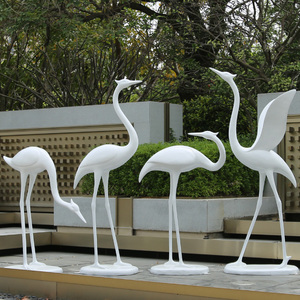 仿真鹤大摆件庭院玻璃钢丹顶鹤水池公园湿地园林景观仙鹤雕塑装饰