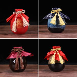 封酒坛专用套红绸布酒坛盖布酒瓶装饰配件盖酒缸盖子封口圆形红布