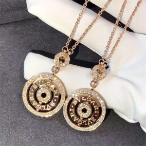 bvlgari/宝格丽项链18k玫瑰金时来运转圆形镶钻男女情侣锁骨链