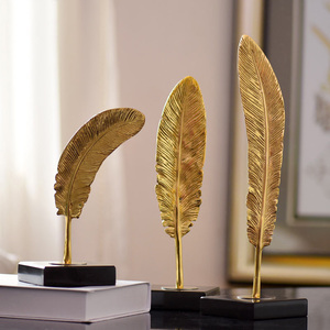 创意轻奢全铜羽毛摆件办公室客厅家居装饰品电视柜书房桌面艺术品