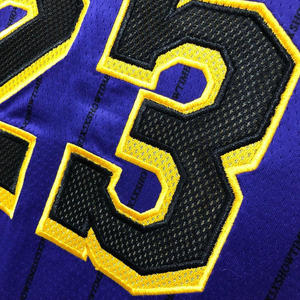 湖人23荣誉版全黑球衣詹姆斯白黄紫色城市版紫金蛇纹篮球服全刺绣