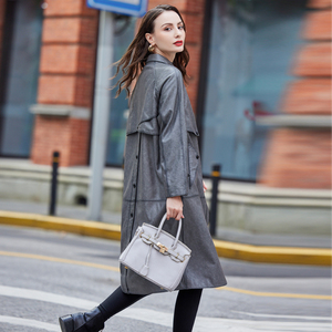 00冰灵狮外贸淘宝22春秋新宋佳明星同款风衣气质修身翻领过膝中长款