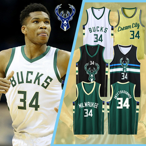 雄鹿队字母哥球衣34号阿德托昆博米德尔顿城市版大学生篮球服定制