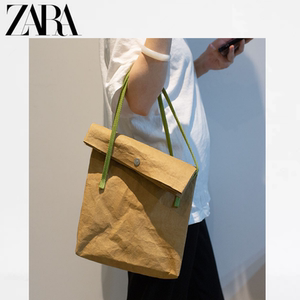 zara女包牛皮纸手提包包实用手拿包ins单肩男士手伶包女士化妆包
