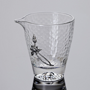 玻璃公道杯雪山底小号公杯高端加厚耐热分茶器镶锡创新个性