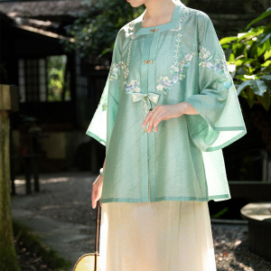 裳宫语沉香玉明制汉服女绣花方领对襟半袖衫马面裙日常春夏秋款