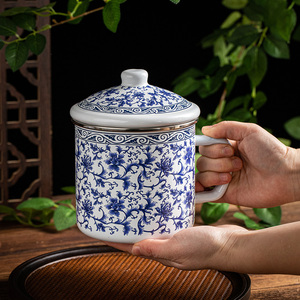 搪瓷杯怀旧老式搪瓷缸子大号茶缸超大家用喝水大茶缸子青花瓷茶杯