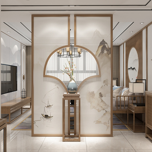 20施麦尔旗舰店天猫新中式实木屏风隔断客厅卧室餐厅酒店别墅端景