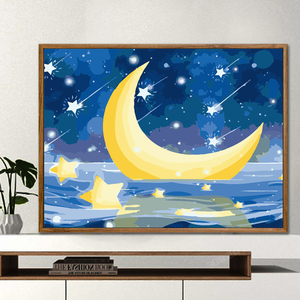 数字油画diy填充画手工填色卡通绘画大海风景客厅装饰画 星空海洋