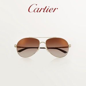 cartier卡地亚panthère系列太阳眼镜 抛光镀金 飞行员渐变镜片