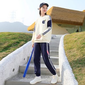 初中学生运动休闲套装女春秋装少女大童运动服女孩时尚卫衣两件套