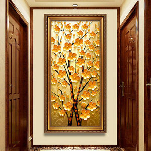 发财树玄关装饰画摇钱树招财风水客厅壁画轻奢酒店包间大堂挂画