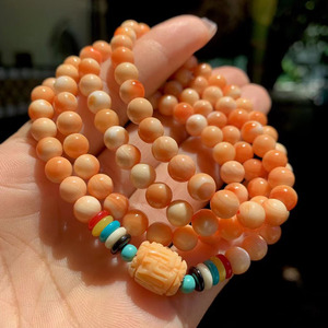 天然万宝螺佛珠手串6m108颗新款六字真言高端冷门玉石贝壳手链
