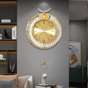 现代轻奢挂钟客厅家用水晶灯装饰钟表夜光创意时钟挂墙表欧式摆钟
