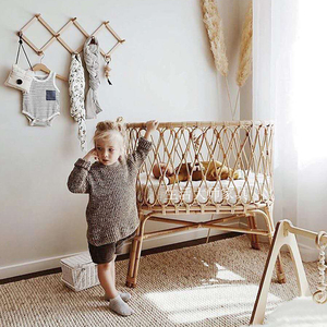 ins罗马婴儿藤床法式天然复古风纯手工无味藤织儿童床宝宝床摇篮