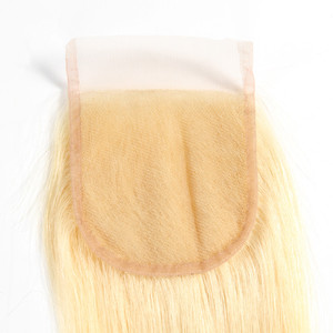 613 4x4 lace closure brazilian hair巴西发金黄色直发蕾丝发块