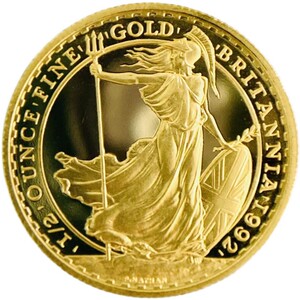 1992年英国不列颠女神金币22k金 16.9g 包邮包税 no.12542