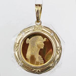 全新埃及艳后金币吊坠足金 k18/24 2.8g 日本黄金 no.14004