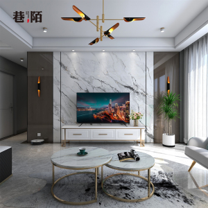 巷陌微晶石电视背景墙瓷砖现代简约客厅沙发大理石影视墙装饰造型