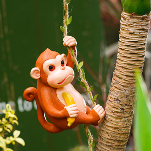 动物秋千摆件可爱小猴子攀登户外花园庭院阳台树上幼儿园装饰挂件