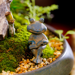 复古小青蛙摆件花盆景假山流水微景观鱼缸造景动物创意桌面装饰品