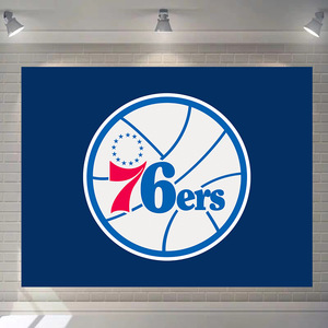 76人队logo挂布勇士湖人队徽背景布篮球迷床头墙布装饰多功能盖布