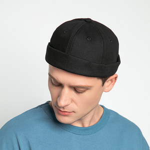 四季潮人街头雅痞地瓜帽男士无帽檐嘻哈地主帽春夏纯色百搭帽子