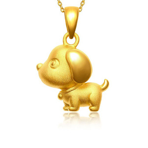 黄金吊坠999足金铃铛狗项链十二生肖狗属相3d硬足金迷你小狗项