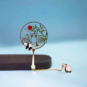 熊猫成都峨眉山旅游景点书签金属镂空创意礼品定制古典中国风纪念品