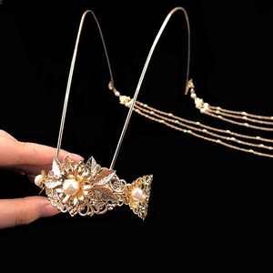 服日饰头u汉发唐古冠冠流束饰晋魏莲发束发装风头风冠发花苏本