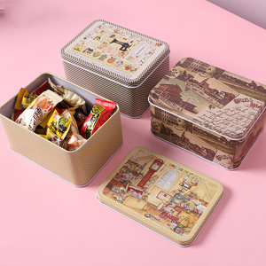 小号便携长方形小铁盒子复古干果零食饼干糖果坚果包装随身收纳盒
