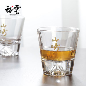 山崎富士山杯 威士忌酒杯浪漫冰山杯子 日式江户硝子水晶玻璃雪山