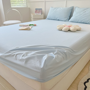 水洗棉床笠单件纯色全包床罩席梦思床垫保护套防滑床单非全棉纯棉