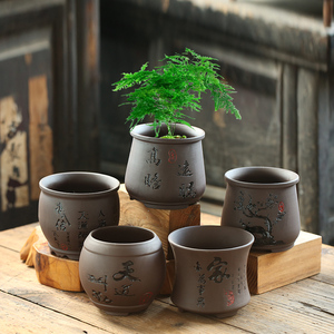 带字的陶瓷花盆