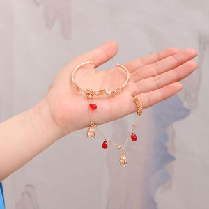 闺蜜手链一对古风彼岸花儿童汉服手镯超仙流苏铃铛戒指一体配饰