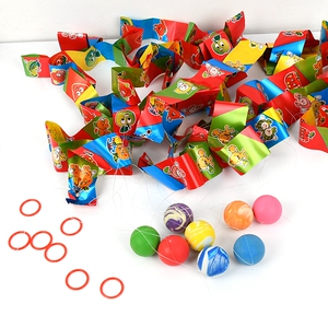 32号趣味弹力对接球彩带球弹力抛接球高弹力实心橡胶球飘带玩具球