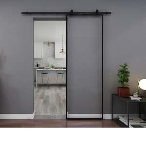 极窄玻璃谷仓门吊轨隐形轨道推拉门厨房卫生间浴室单扇移门仓谷门