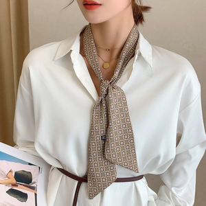复古法式小丝巾搭配衬衫搭西装薄款酷百搭小领巾领带女装饰小方巾